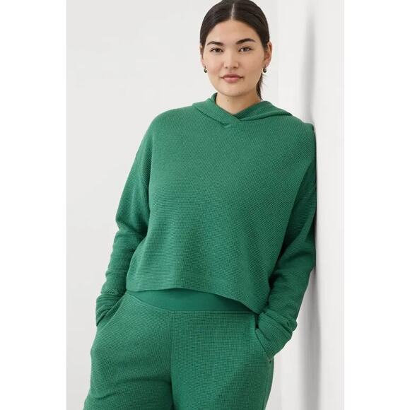 Athleta Tops - ATHLETA Coaster Knit Waffle Hoodie Trillium Green Oversized Boxy Fit Women's L